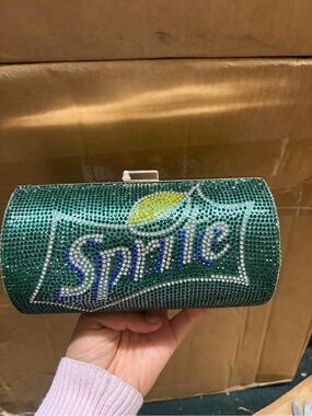 Sparkling Green 'Sprite' Crystal Clutch Bag